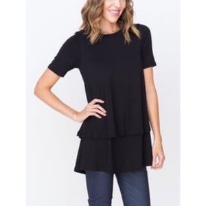 Agnes & Dora Black Tiered Tunic w/ Half Sleeve